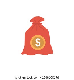 dollar bag  vector flat colour icon 