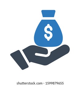 dollar bag vector glyph color icon 
