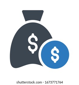 dollar bag vector glyph color icon 