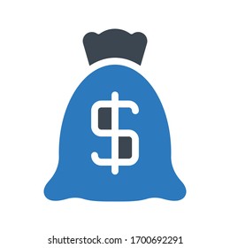 dollar bag vector glyph color icon 