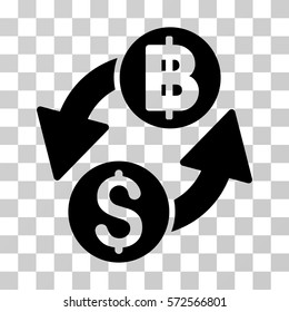 Dollar Baht Exchange icon. Vector illustration style is flat iconic symbol, black color, transparent background. Designed for web and software interfaces.