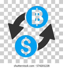 Dollar Baht Exchange icon. Vector illustration style is flat iconic bicolor symbol, blue and gray colors, transparent background. Designed for web and software interfaces.