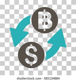 Dollar Baht Exchange icon. Vector illustration style is flat iconic bicolor symbol, grey and cyan colors, transparent background. Designed for web and software interfaces.