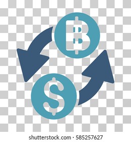 Dollar Baht Exchange icon. Vector illustration style is flat iconic bicolor symbol, cyan and blue colors, transparent background. Designed for web and software interfaces.