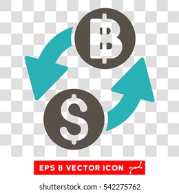 Dollar Baht Exchange vector icon. Image style is a flat grey and cyan pictogram symbol.