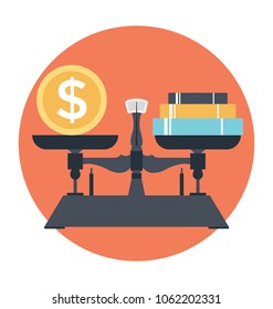 
Dollar balance scale. Flat vector icon 
