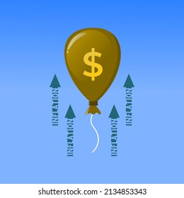 dollar balloon inflation vector graphic illustration. suitable for business finance, finance and economics, and companies in other economic fields. 
