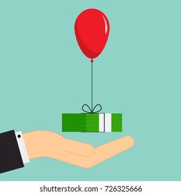 Dollar and balloon vector. free space for text.