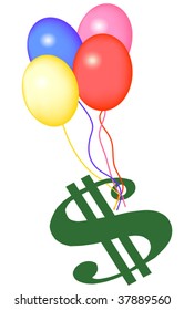 dollar with balloons
