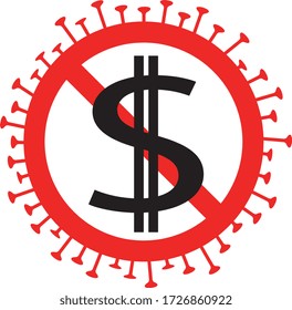 Signo de la prohibición del dólar, símbolo, ilustración del vector