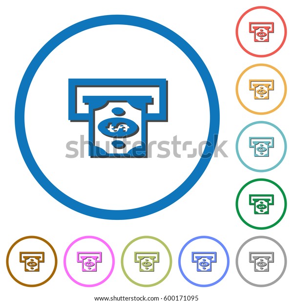 Dollar Bank Atm Flat Color Vector Stock Vector Royalty Free