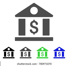 Dollar Bank flat vector pictograph. Colored dollar bank, gray, black, blue, green icon versions. Flat icon style for web design.