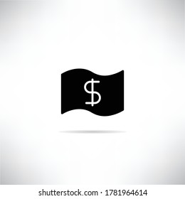 dollar bank icon drop shadow on gray background