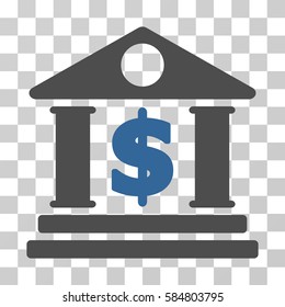 Dollar Bank icon. Vector illustration style is flat iconic bicolor symbol, cobalt and gray colors, transparent background. Designed for web and software interfaces.