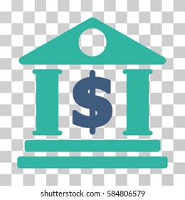 Dollar Bank icon. Vector illustration style is flat iconic bicolor symbol, cobalt and cyan colors, transparent background. Designed for web and software interfaces.