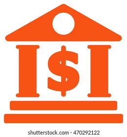 Dollar Bank icon. Vector style is flat iconic symbol with rounded angles, orange color, white background.