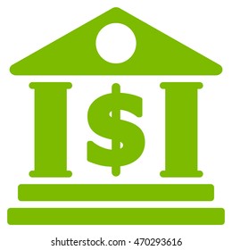 Dollar Bank icon. Vector style is flat iconic symbol with rounded angles, eco green color, white background.
