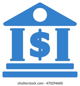 Dollar Bank icon. Vector style is flat iconic symbol with rounded angles, cobalt color, white background.
