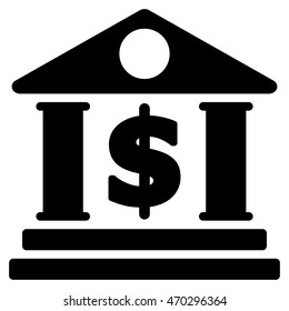 Dollar Bank icon. Vector style is flat iconic symbol with rounded angles, black color, white background.
