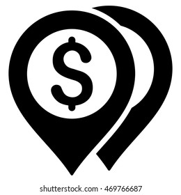 Dollar Bank Markers icon. Vector style is flat iconic symbol with rounded angles, black color, white background.