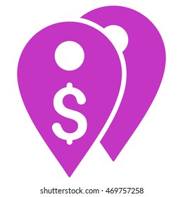 Dollar Bank Marks icon. Vector style is flat iconic symbol with rounded angles, violet color, white background.