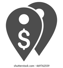 Dollar Bank Marks icon. Vector style is flat iconic symbol with rounded angles, gray color, white background.