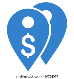 Dollar Bank Marks icon. Vector style is flat iconic symbol with rounded angles, cobalt color, white background.