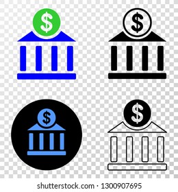 Dollar bank office EPS vector pictograph with contour, black and colored versions. Illustration style is flat iconic symbol on chess transparent background.