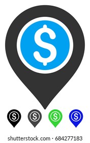 Dollar Bank Pointer flat vector pictograph. Dollar Bank Pointer icon with gray, black, blue, green color versions.