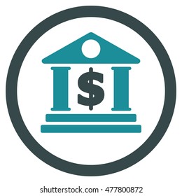 Dollar Bank rounded icon. Vector illustration style is flat iconic bicolor symbol, soft blue colors, white background.