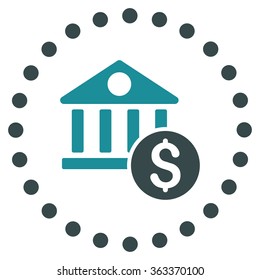 Dollar Bank vector icon. Style is bicolor flat circled symbol, soft blue colors, rounded angles, white background.