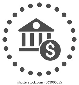Dollar Bank vector icon. Style is flat circled symbol, gray color, rounded angles, white background.