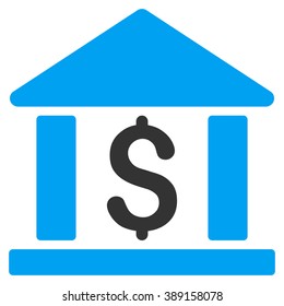 Dollar Bank vector icon. Style is bicolor flat symbol, blue and gray colors, white background.