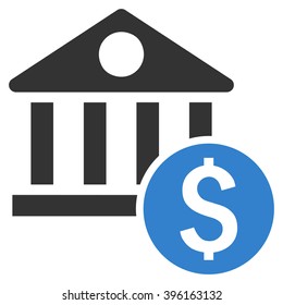 Dollar Bank vector icon. Style is flat symbol, cobalt color, white background.