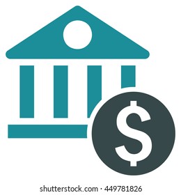 Dollar Bank vector icon. Style is bicolor flat symbol, soft blue colors, white background.