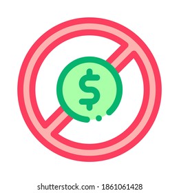 Vector de iconos de la prohibición de billetes en dólares. Símbolo de prohibición de billetes en dólares de esquema. Ilustración de símbolo de contorno aislado