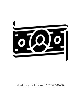 dollar banknote of business simulator application glyph icon vector. dollar banknote of business simulator application sign. isolated contour symbol black illustration