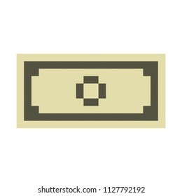 Dollar banknote cash pixel art cartoon retro game style