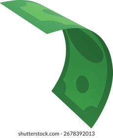 El billete de dólar cae, el billete de papel verde vuela. Dinero en efectivo realista de dibujos animados 3D. Billete en moneda americana. Símbolo de negocios y finanzas. Ilustración vectorial de activos de juego de pago bancario aislado en blanco