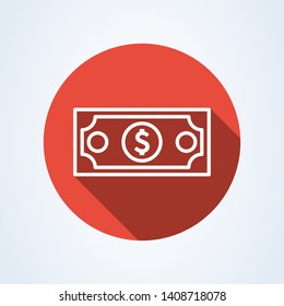 dollar banknote flat style. Line art Vector illustration icon isolated on white background.