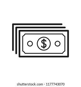 Dollar banknote icon. Flat simple design. Line Vector. Isolate on white background.