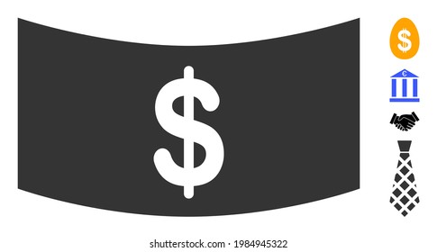 Dollar banknote icon with flat style. Isolated vector dollar banknote icon illustrations on a white background, simple style. Some similar icons added also.