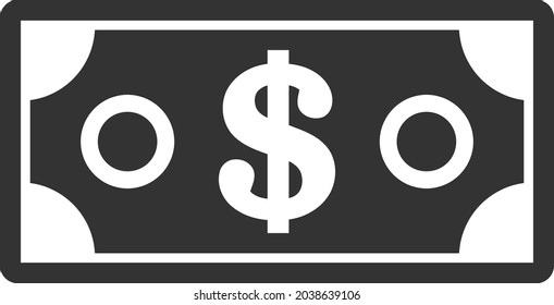 Dollar-Banknoten-Symbol mit flachem Stil. Isolierte Vektorgrafik-Symbol-Illustrationen, einfacher Stil.