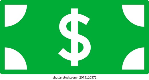 Dollar banknote icon with flat style. Isolated vector dollar banknote icon image on a white background.