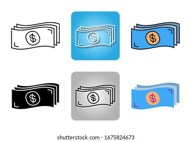 Dollar banknote  icon set isolated on white background for web design