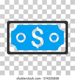 Dollar Banknote icon. Vector illustration style is flat iconic bicolor symbol, blue and gray colors, transparent background. Designed for web and software interfaces.