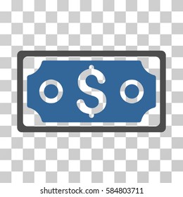 Dollar Banknote icon. Vector illustration style is flat iconic bicolor symbol, cobalt and gray colors, transparent background. Designed for web and software interfaces.