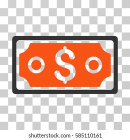 Dollar Banknote icon. Vector illustration style is flat iconic bicolor symbol, orange and gray colors, transparent background. Designed for web and software interfaces.