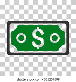 Dollar Banknote icon. Vector illustration style is flat iconic bicolor symbol, green and gray colors, transparent background. Designed for web and software interfaces.