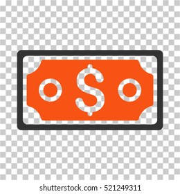 Dollar Banknote icon. Vector pictograph style is a flat symbol, color, chess transparent background. Designed for software and web interface toolbars and menus.